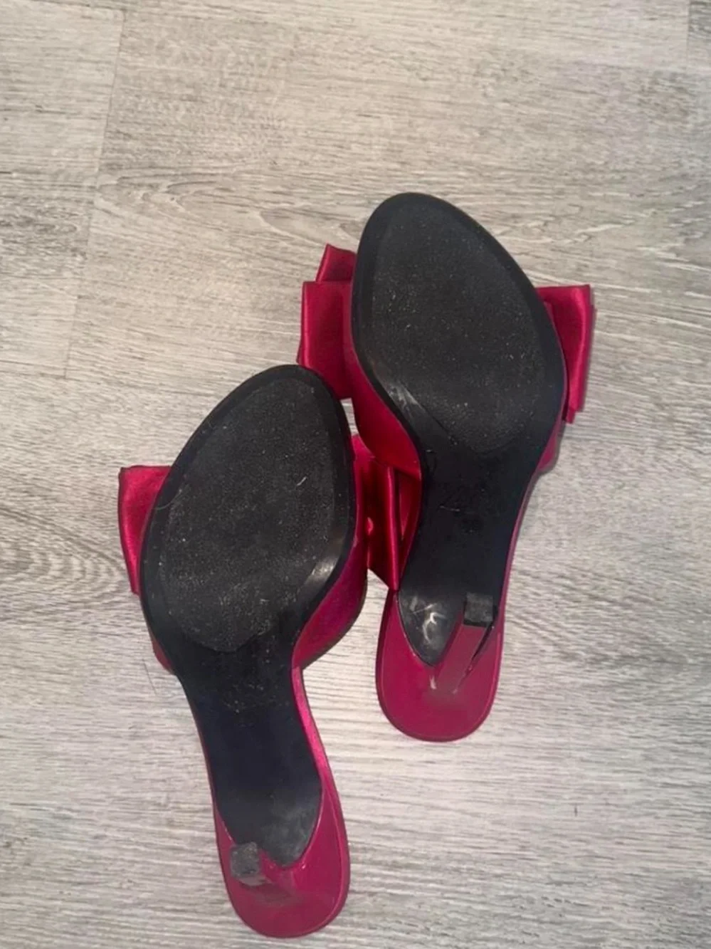 Zara Satin Bow Mule Heels in Fuchsia